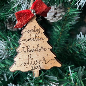 Custom Wooden Ornament, Personalized Christmas Family Names, Tree Ornament, Family Ornament Pets, Christmas Tree Name, Holiday Ornament