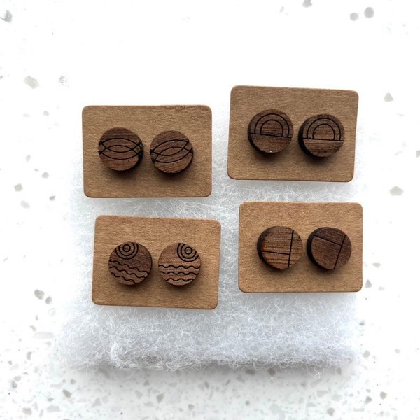 Wanderlust Stud earrings, earring studs, wood earrings, hypoallergenic earrings, small earrings, anniversary, women gift, birthday for women