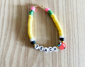 Teacher Bracelet, Teach, Appreciation, Back to School, Gift, pencil