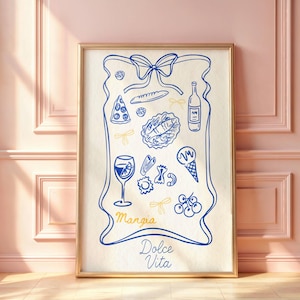 Dolce Vita Italienischer Strand Poster, Mediterrane Aquarell Wandkunst, Zitronendekor, Italienische Zitronenkunst, Sommerdruck, Küstendekor, Dolce
