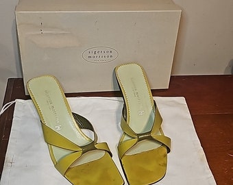 Sigerson Morrison vintageY2K green sandals 7.5 M kitten heel