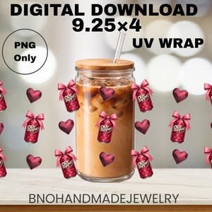 Dr pepper UV DTF Wrap, 16oz Glass Cup (Digital Download 9.25x4 Size PNG File)