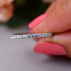 Natural Aquamarine Half Eternity Ring, Stacking Wedding Band