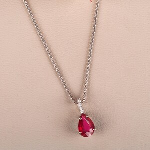 Hochzeit Rubin Halskette in Sterling Silber, Diamant Hochzeit Brautschmuck, Geburtstagsgeschenk