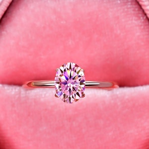 Rosa Moissanite Diamant Ring für Hochzeit, Verlobungsring, Vintage Solitär Ring, Verlobungsring, Rosa Moissanit Diamant Ring, Brautschmuck