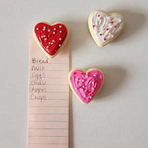 Iced Heart Sugar Cookie Magnets Set of 3