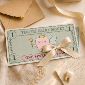 Moneda imprimible del Hada de los Dientes / Dinero del Hada de los Dientes Descarga instantánea Caja mágica del Hada de los Dientes Imprime en casa Dinero del Hada de los Dientes, Carta del Hada de los Dientes