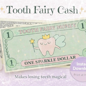 Dinero imprimible del Hada de los Dientes: descarga instantánea, un bonito recuerdo (PDF)
