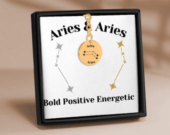 Aries and Aries Couples Astrology Constellations Horoscope Zodiac Stars Coin Keychain Gift for Him Boyfriend Husband Birthday Anniversary