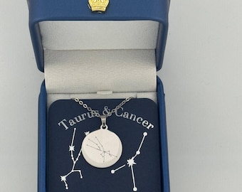 Taurus and Cancer Couples Personalized Constellations Astrology Horoscope Zodiac Stars Necklace Jewelry Gift for Her Girlfriend Wife