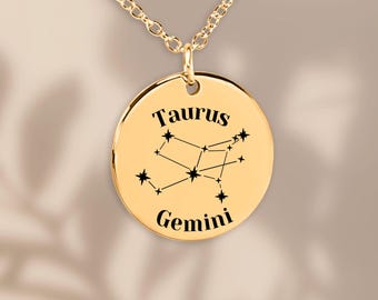 Toro e Gemelli Coppie Astrologia Costellazioni Oroscopo Zodiaco Stelle Collana Gioielli Regalo per Lei Fidanzata Moglie Compleanno Anniversario