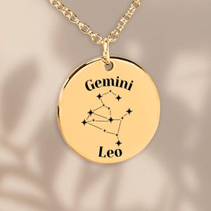 Pary Bliźnięta i Lew Astrologia Konstelacje Horoskop Zodiak Gwiazdy Naszyjnik Biżuteria Prezent dla Jej Dziewczyny Żony Urodziny Rocznica