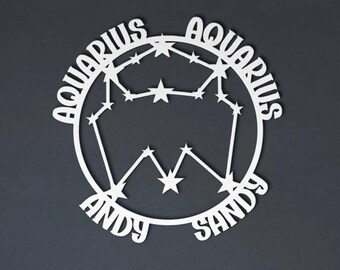 Aquarius and Aquarius Couple Constellation Personalized Metal Art Zodiac Astrology Sign Home decor, Custom Gift for Lovers