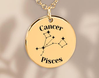 Cancro e Pesci Coppie Astrologia Costellazioni Oroscopo Zodiaco Stelle Collana Gioielli Regalo per Lei Fidanzata Moglie Compleanno Anniversario