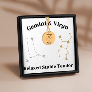 Gemini and Virgo Couples Astrology Constellations Horoscope Zodiac Stars Coin Keychain Gift for Him Boyfriend Husband Birthday Anniversary