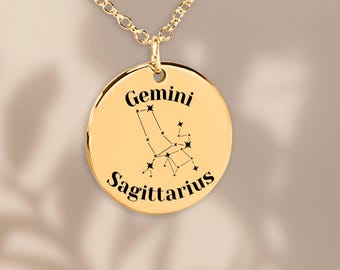 Gemini and Sagittarius Couples Astrology Constellations Horoscope Zodiac Stars Necklace Jewelry Gift for Her Girlfriend Wife Birthday