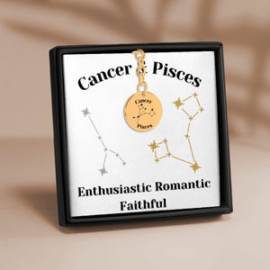 Cancer and Pisces Couples Astrology Constellations Horoscope Zodiac Stars Coin Keychain Gift for Him Boyfriend Husband Birthday Anniversary