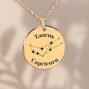 Taurus and Capricorn Couples Astrology Constellations Horoscope Zodiac Stars Necklace Jewelry Gift for Her Girlfriend Wife Birthday