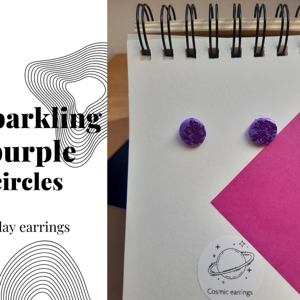 Clay earrings gift for girlfrend summer earrings birthday gift for girl cheap gift for her small earrings for gift sparkling purple earrings