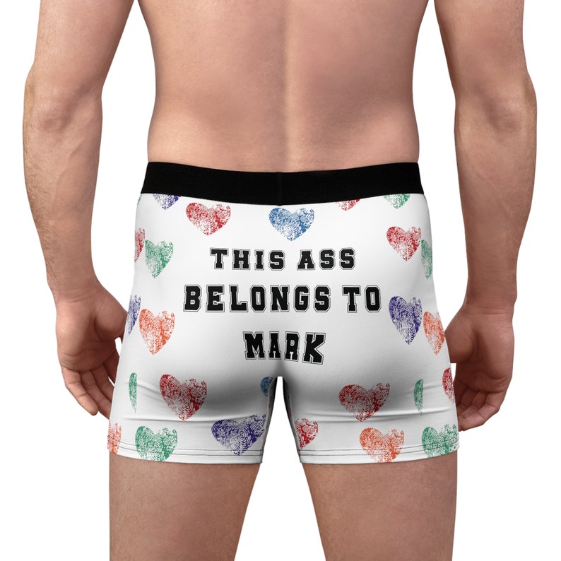 Personalized Men's Boxers With Hearts Custom Name Underwear for Him