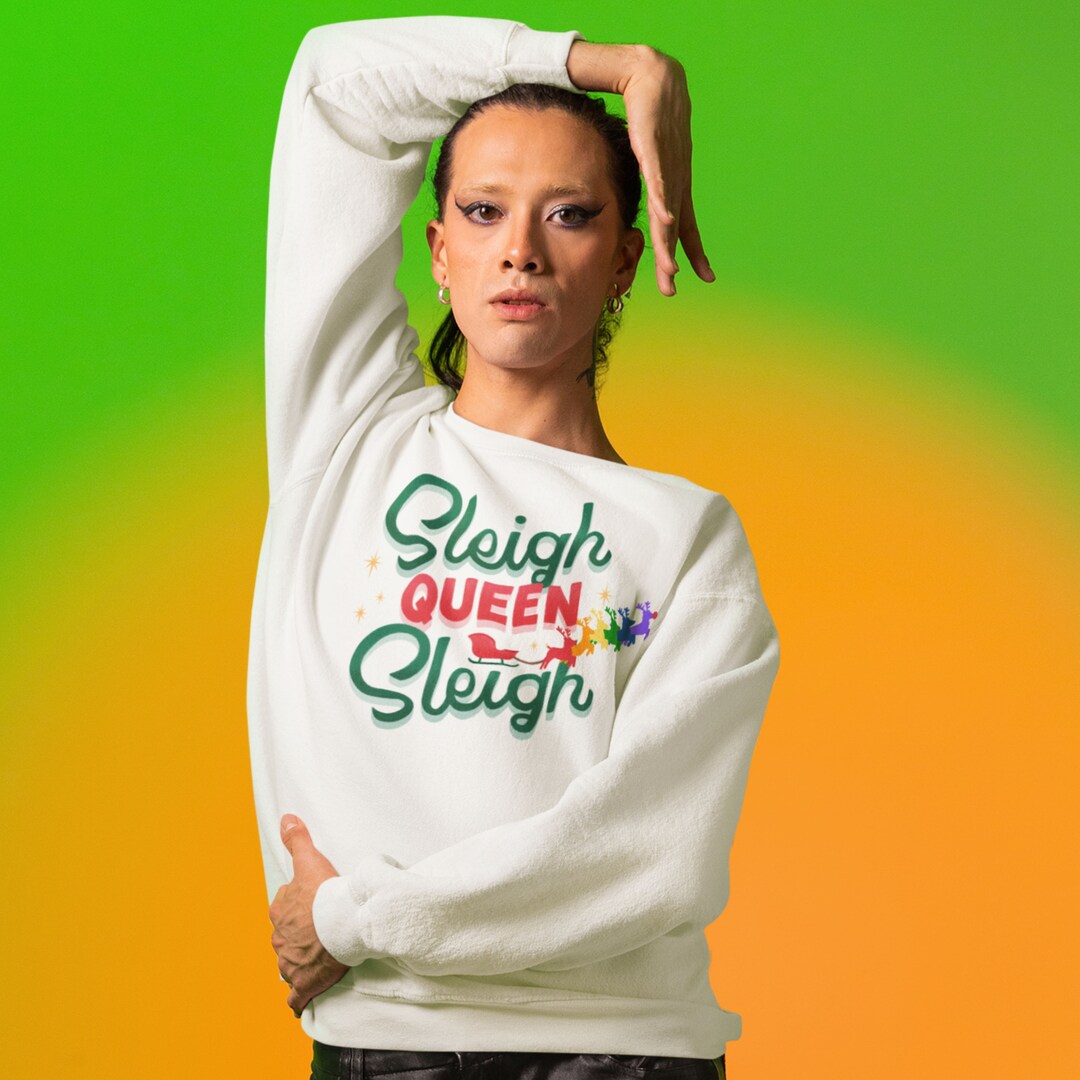 LGBTQ Pride With Sleigh Queen Sleigh Christmas Shirt Lesbian Etsy