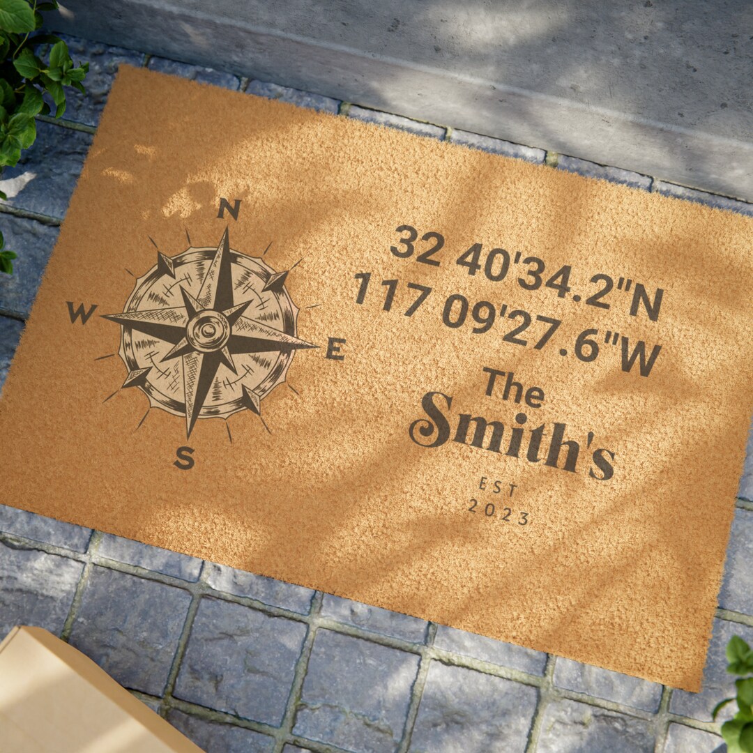 Personalized Doormat GPS Coordinates Mat Doormat Custom
