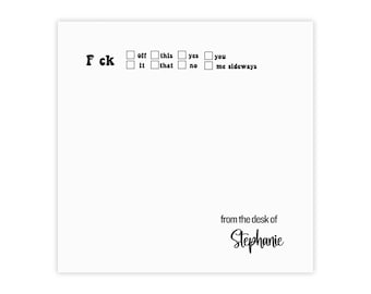 Personalized F ck it sticky note, sticky notepad, gift for coworker, gift for him, gift for her, funny sticky pad, office notes,