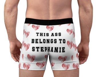 Personalized Men's Boxers with Hearts Custom Name Underwear Unique Valentine's Day Gift