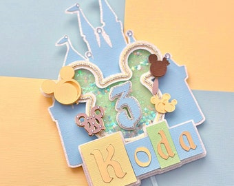 Castle Magic Vintage Retro Park Cake Topper Boy Pastel Blue