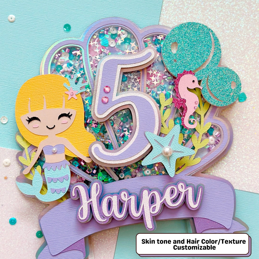 Mermaid Cake Topper With Name Mermaid Birthday Cake Topper Decorations