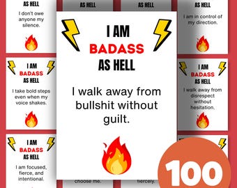 Funny Badass Affirmation Cards: Sweary Sarcastic Self-Love (Digital Download)