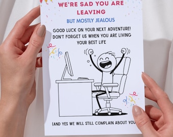 Printable Coworker Goodbye Card, Funny Farewell Gift, Digital Download for Colleagues Leaving