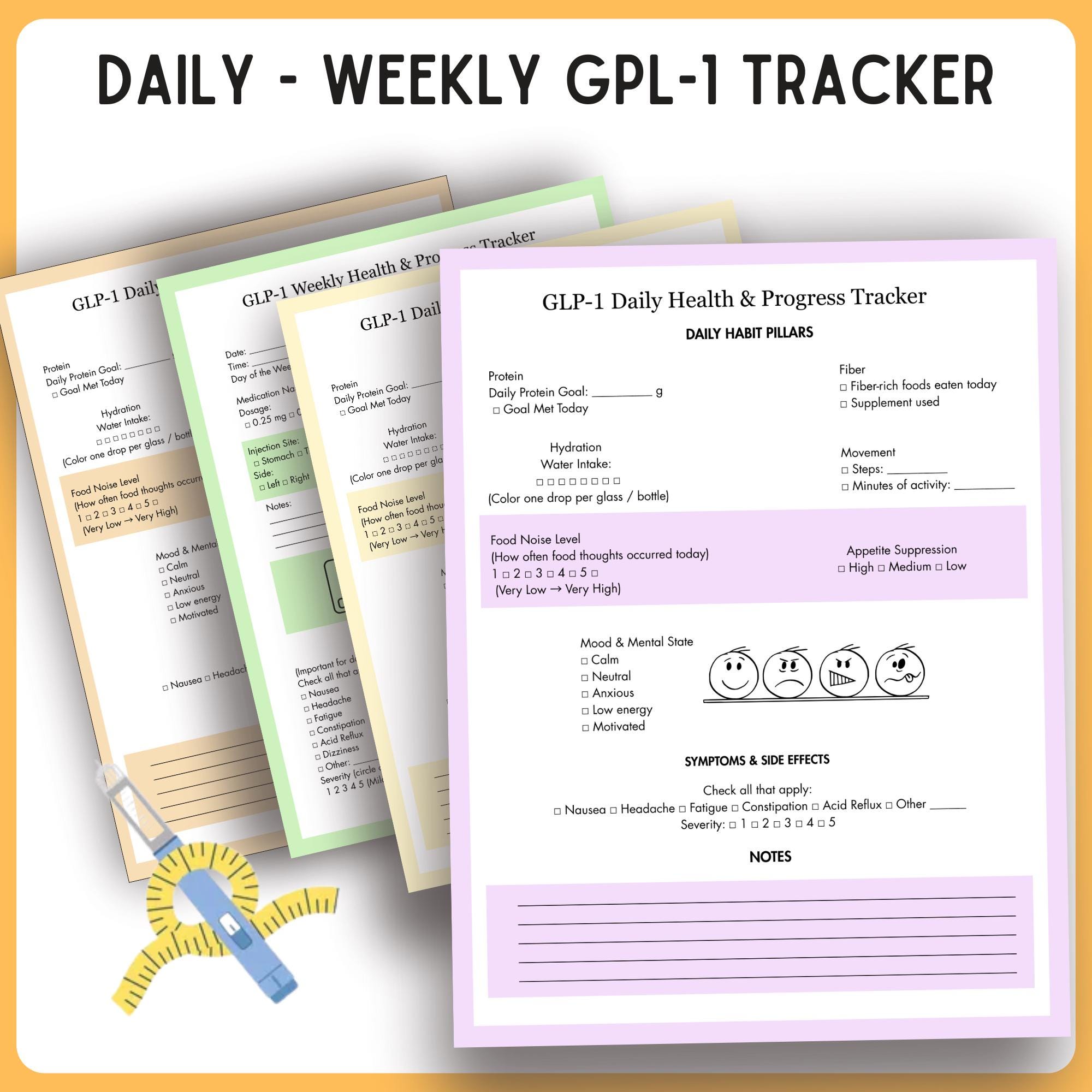 GLP-1 Weight Loss Planner, Weekly Injection Tracker (digital Download ...