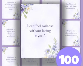 Grief Affirmation Cards, 100 Printable Comfort Cards (Digital Download)