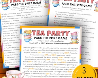 Tea Party Pass the Prize, Adult Tea Party Games for Girls Women, Tea Party Left Right Game, High Tea Party Pass the Prize, Urban Tea Party