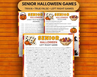 3 jeux d'Halloween pour les aînés | Quiz, Gauche Droite et Bonbons : Vrai ou Faux (à imprimer) | Activités pour centres pour aînés