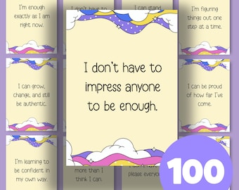 Positive Affirmation Cards for Teens, Daily Affirmations, Positive Thinking Teenagers, Positivity Cards, Encouragement Cards for Kids, PDF