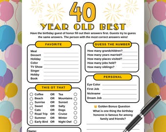 Juego para el 40 cumpleaños: ¿Quién conoce mejor a la persona de 40 años? Divertido juego de cumpleaños para ella o para él, juego para la fiesta de cumpleaños número 40, juego para nacidos en 1986.