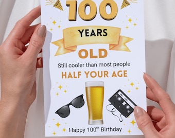 Funny 100th Birthday Card – Milestone Celebration (Digital Download)