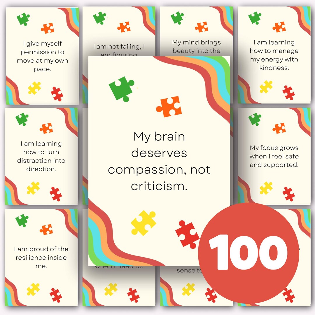 ADHD Affirmation Cards. Attention Deficit Flashcards. Neurodiversity ...