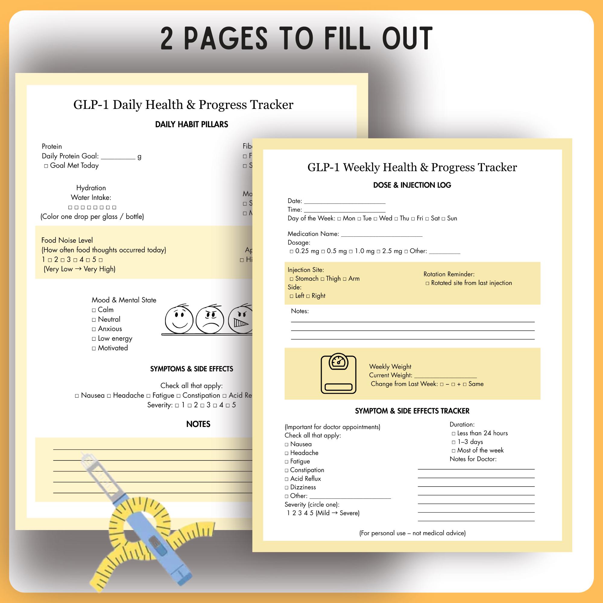 GLP-1 Weight Loss Planner, Weekly Injection Tracker (digital Download ...