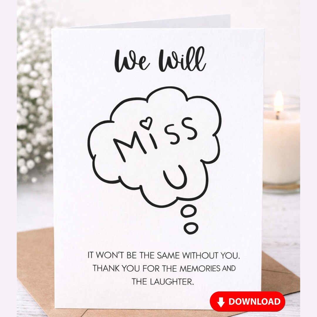 We Will Miss You Printable Card – Digital Download for Coworker Leaving ...