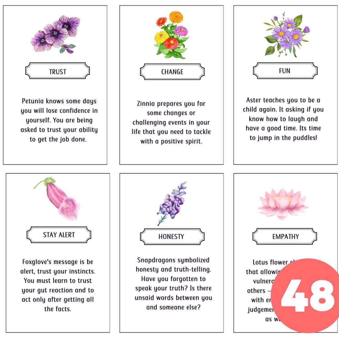 Flower Oracle Cards Deck, Botanical Tarot Reading (printable Journal ...