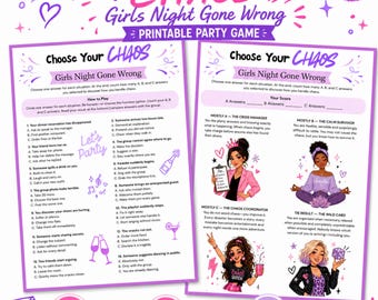 Choose Your Chaos Girls Night Game, Printable Ladies Night Party Quiz, Funny Personality Game, Bachelorette Game