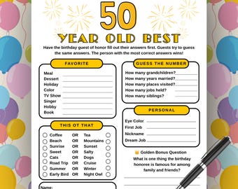 50th Birthday Who Knows the 50 Year Old Best Game, Fun 50th Birthday Game for Her Him, 50th Birthday Party Game, Born in 1976 Birthday Game