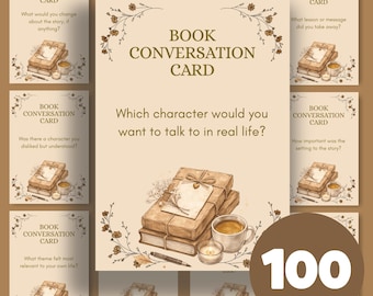 Book Club Conversation Cards | 100 Prompts, Icebreaker (Digital Download)