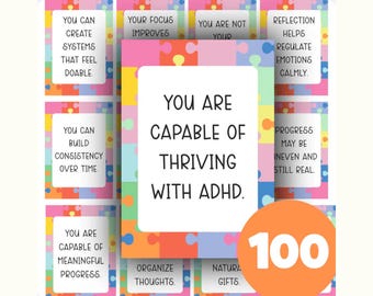 100 Neurodivergent Affirmation Cards ADHD Autism Neurodiversity deck Positive flashcards Printable digital download Adult or teen resource