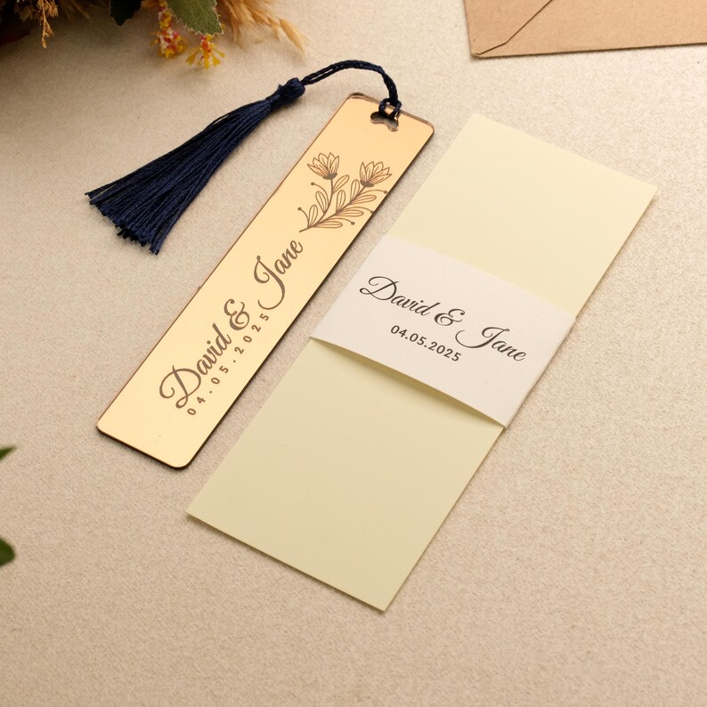 Personalized Wedding Bookmark Favor – Custom Engraved Guest Gift ...