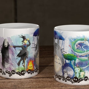 Japanese GhibGroup 1, 10 0z Mug, Japanese Dragon, Watercolour Mug, Pastiche Anime Art, Cute Kawaii Geek Gift