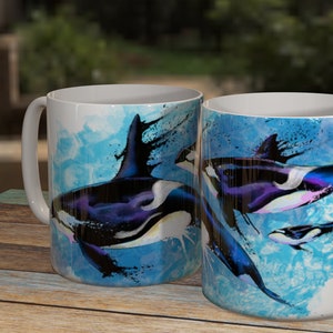 Splatz Killer Whale , 10 0z Mug, Orca, Watercolour Mug, Nature Art, Ocean Geek Gift, Sea Life, Whale, Dolphin